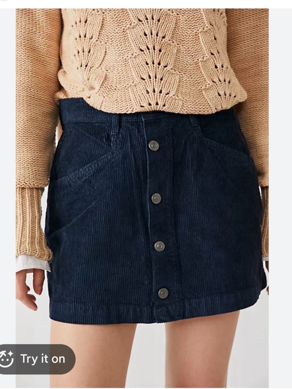 Free People Slate Blue Corduroy Mini Skirt